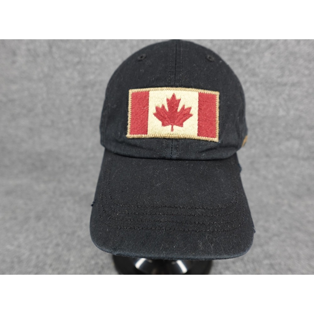Roots Baseball Cap Unisex OS Black Distressed Canada Flag Dad Hat